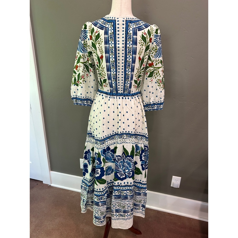 NWT Farm Rio Macaw Flight Maxi Dress Small Tropical Bird Linen $280 Sold Out - Picture 6 of 16